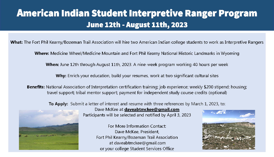 American Indian Student Interpretive Ranger Program, Summer 2023, Wyoming